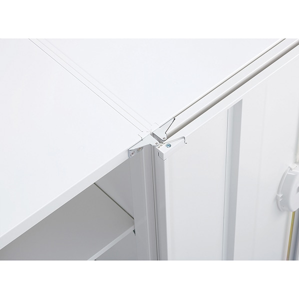 生興 システム収納庫 スチール両開き書庫 上下兼用 幅90×高さ75cm ホワイト RW45-07H