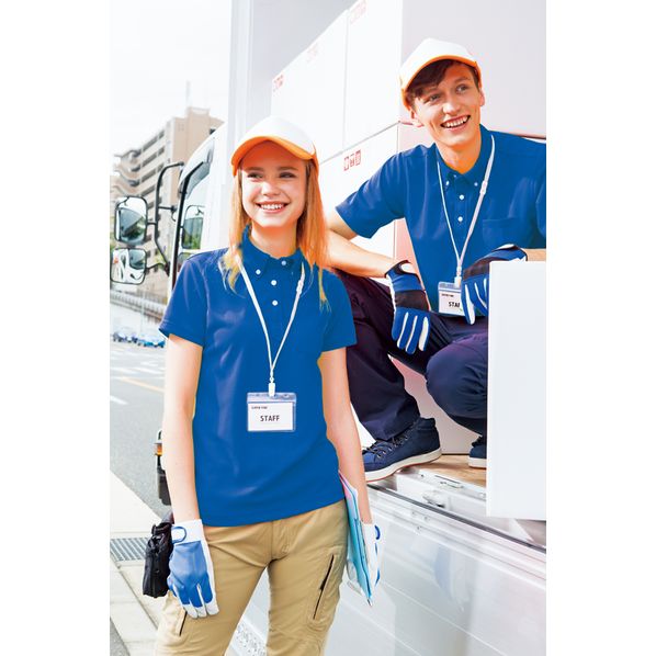 吸汗速乾(クールコンフォート)半袖ボタンダウンポロシャツ(男女兼用) ネイビー(アイトス AZ-10599) 吸汗速乾 半袖ポロシャツネイビーL