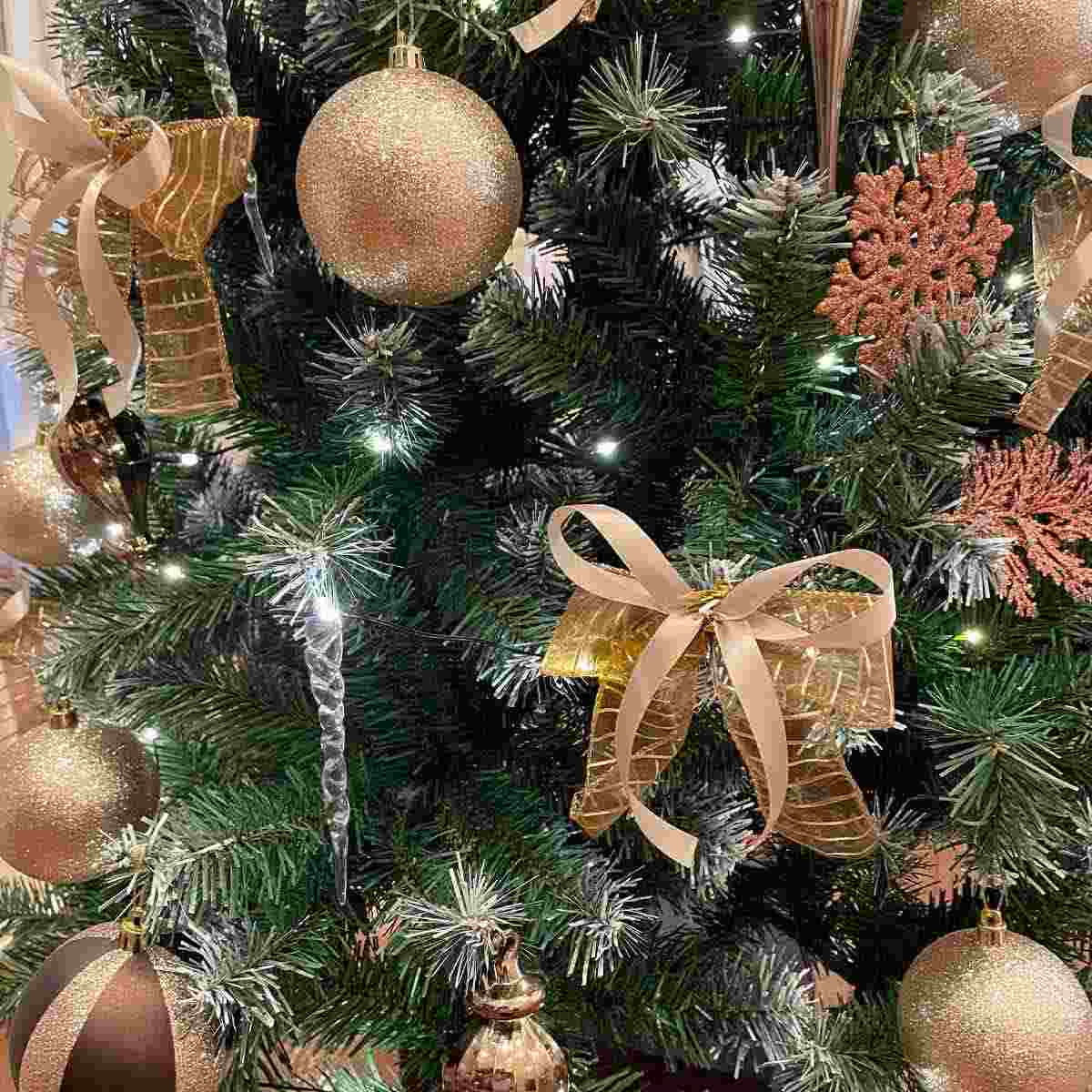 ベース付きデラックスクリスマスツリーセット ゴールド〔ストエキ