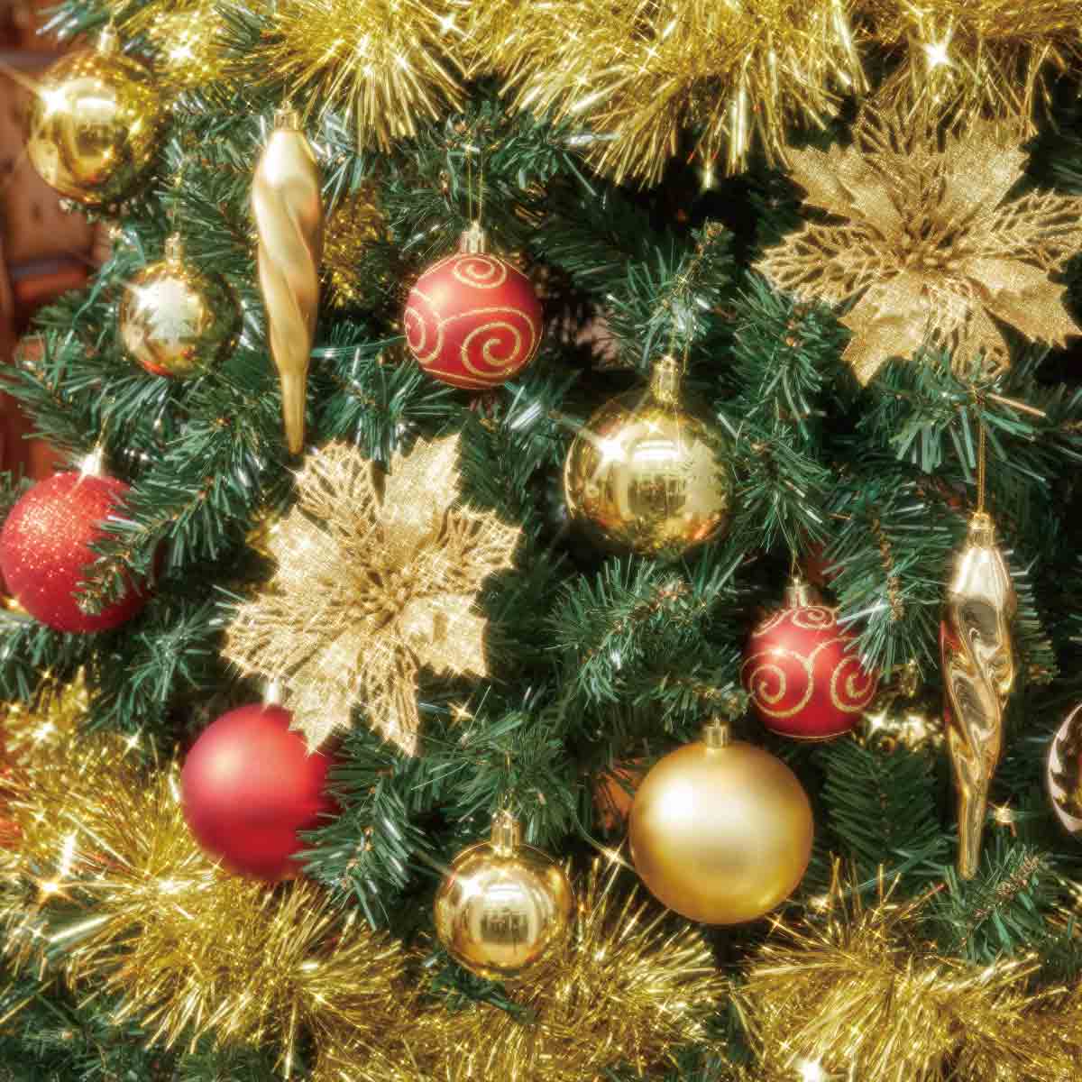 木製ベースクリスマスツリーセット ゴールド［ストエキオリジナル］ 高さ150×幅82cm