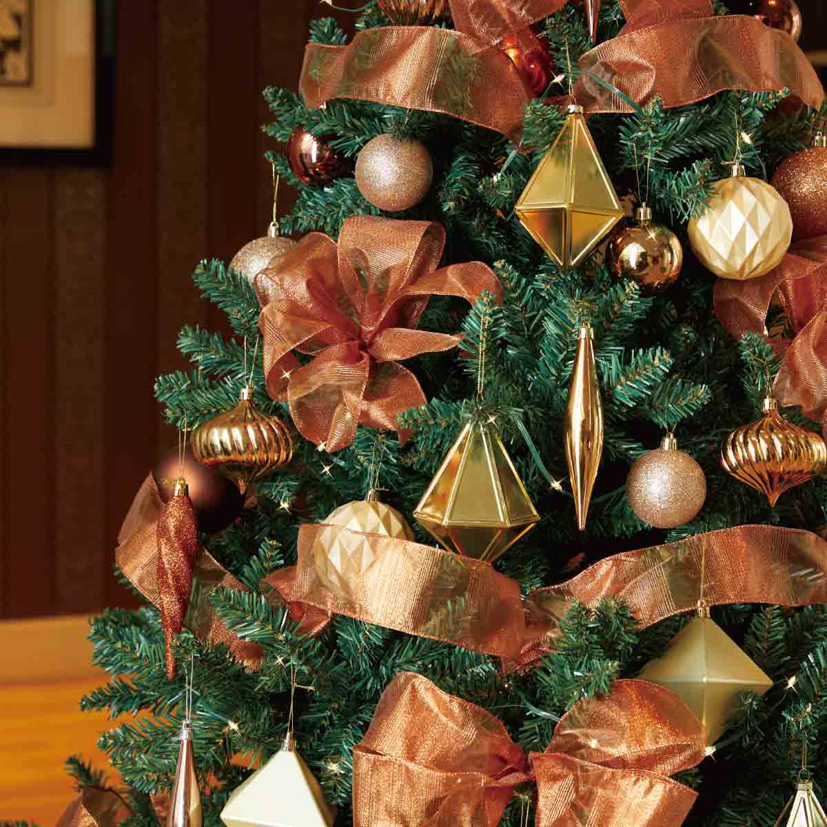 ゴージャスクリスマスツリーセット コパーゴールド［ストエキオリジナル］ 高さ180×幅110cm