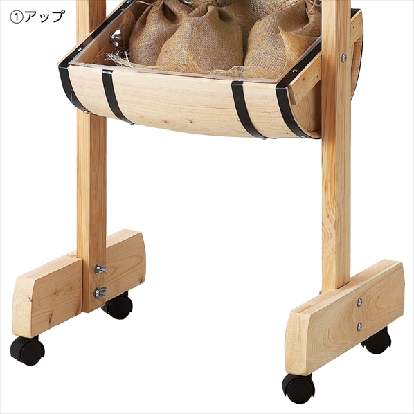 ハーフバーレルスタンド 木製ワゴン 2段