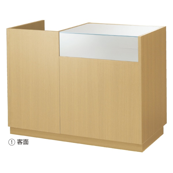 引き戸型ショーケース付きレジ台 幅120cm〔ストエキオリジナル〕 エクリュ