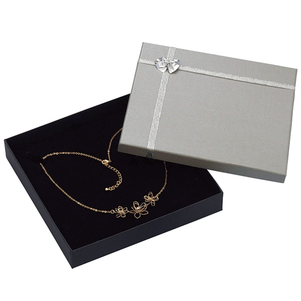 リボン付き アクセサリーボックス シルバー 5.5x4.8x4cm 【通販