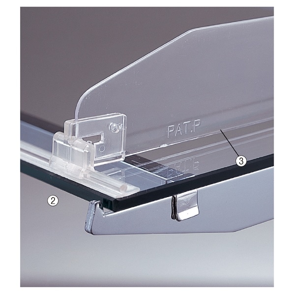 透明棚/メラミン木棚兼用スライドレール 幅120cm用 ショーカード立て付きレール