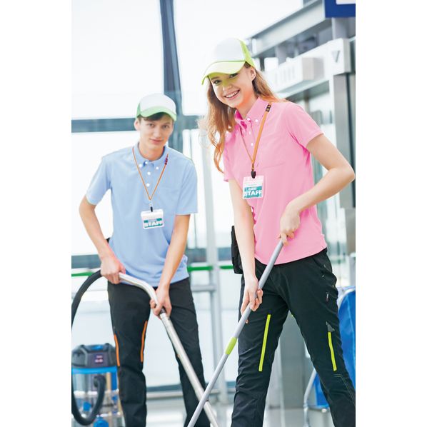 吸汗速乾(クールコンフォート)半袖ボタンダウンポロシャツ(男女兼用) ネイビー(アイトス AZ-10599) 吸汗速乾 半袖ポロシャツネイビーL