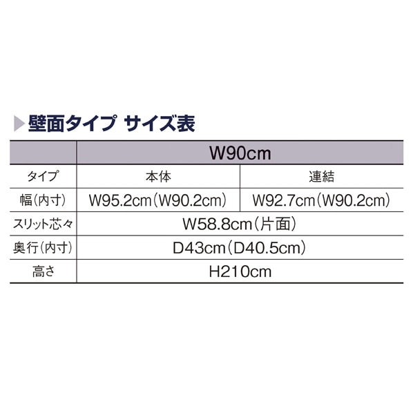 UR壁面タイプ 幅90×高さ210cm 本体 ホワイト〔ストエキオリジナル〕 オープンタイプ