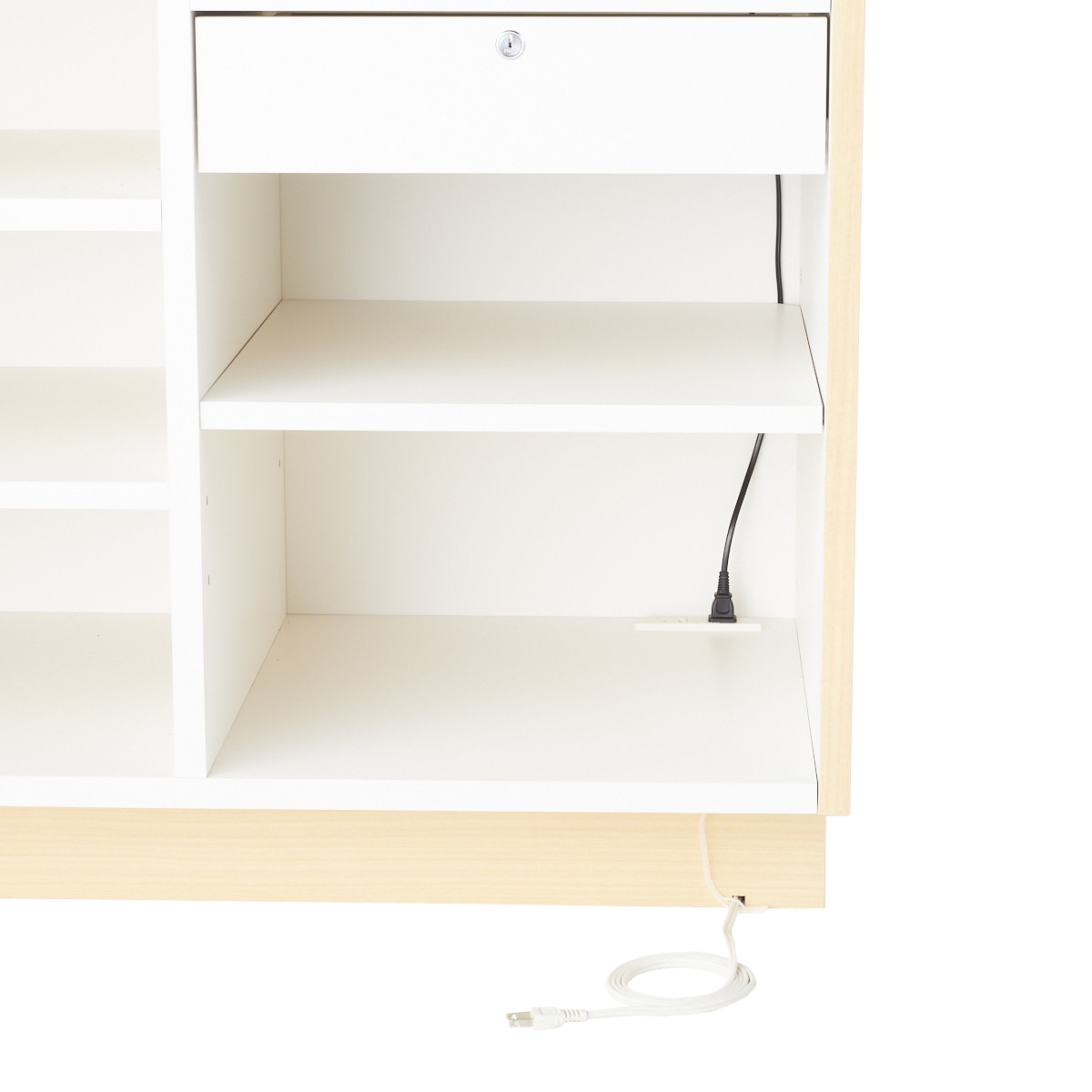 木製一体型レジ台〔ストエキオリジナル〕 エクリュ