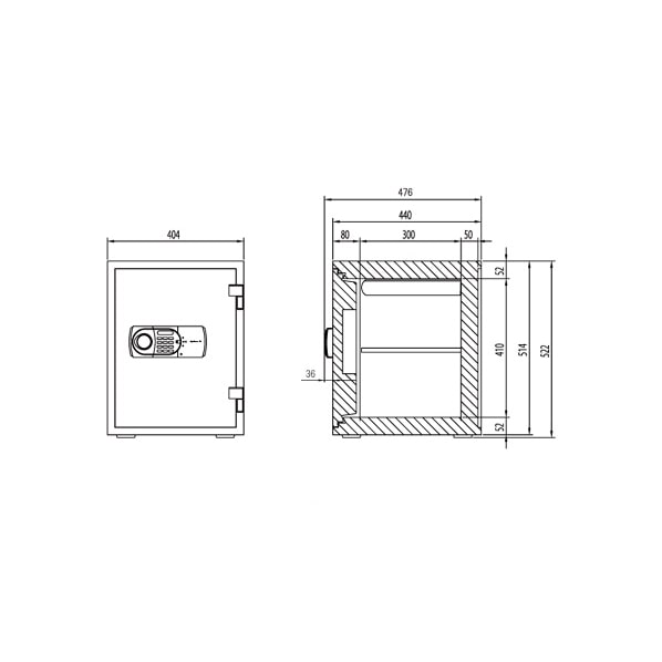 ディプロマット デジタルテンキー式耐火・耐水金庫 36L530EN88WR
