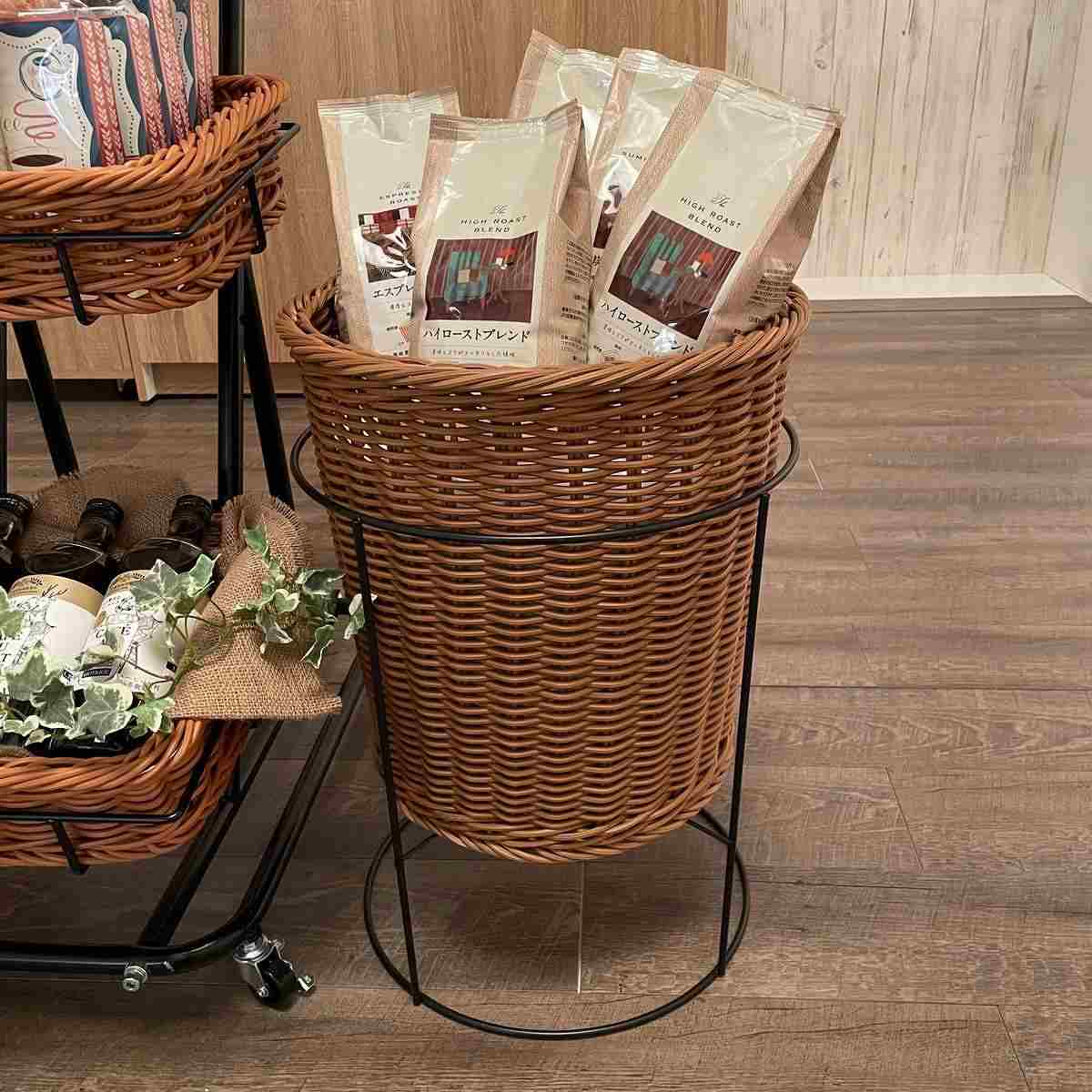 PP製投込みバスケット 深型〔ストエキオリジナル〕 バスケット 持ち手付き