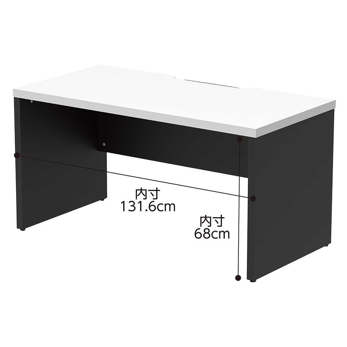 ソリード フリーアドレス用ハーフデスク 幅140×奥行70cm ブラック脚 ホワイト ハーフデスク