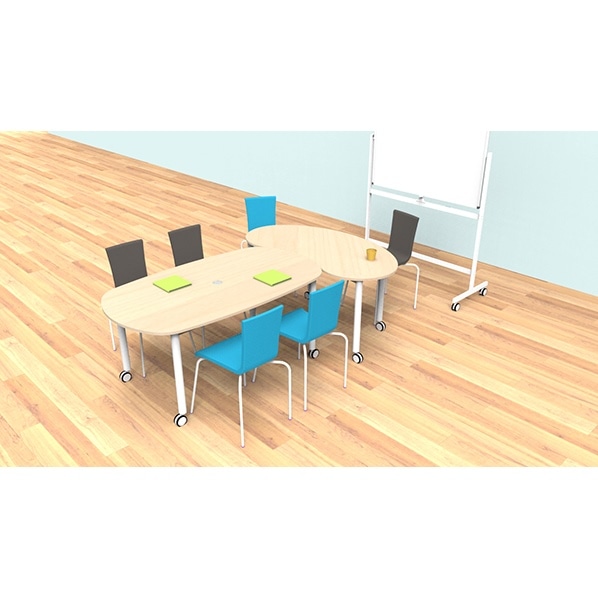 アールエフヤマカワ キャスターテーブル ホワイト脚 オーバル