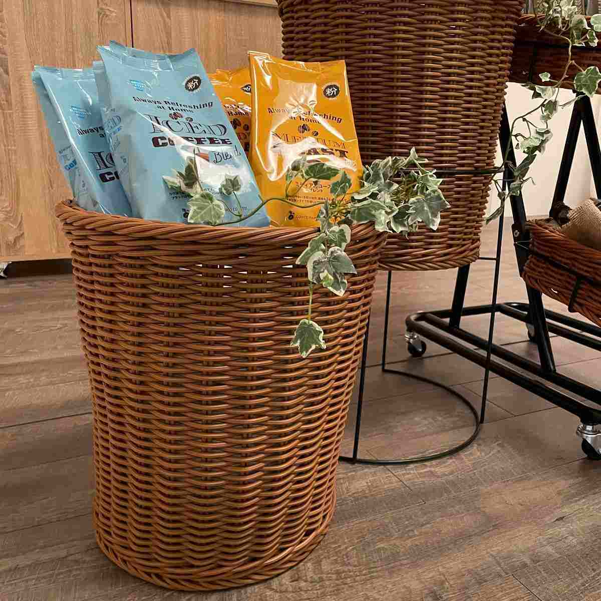 PP製投込みバスケット 深型〔ストエキオリジナル〕 バスケット 持ち手付き