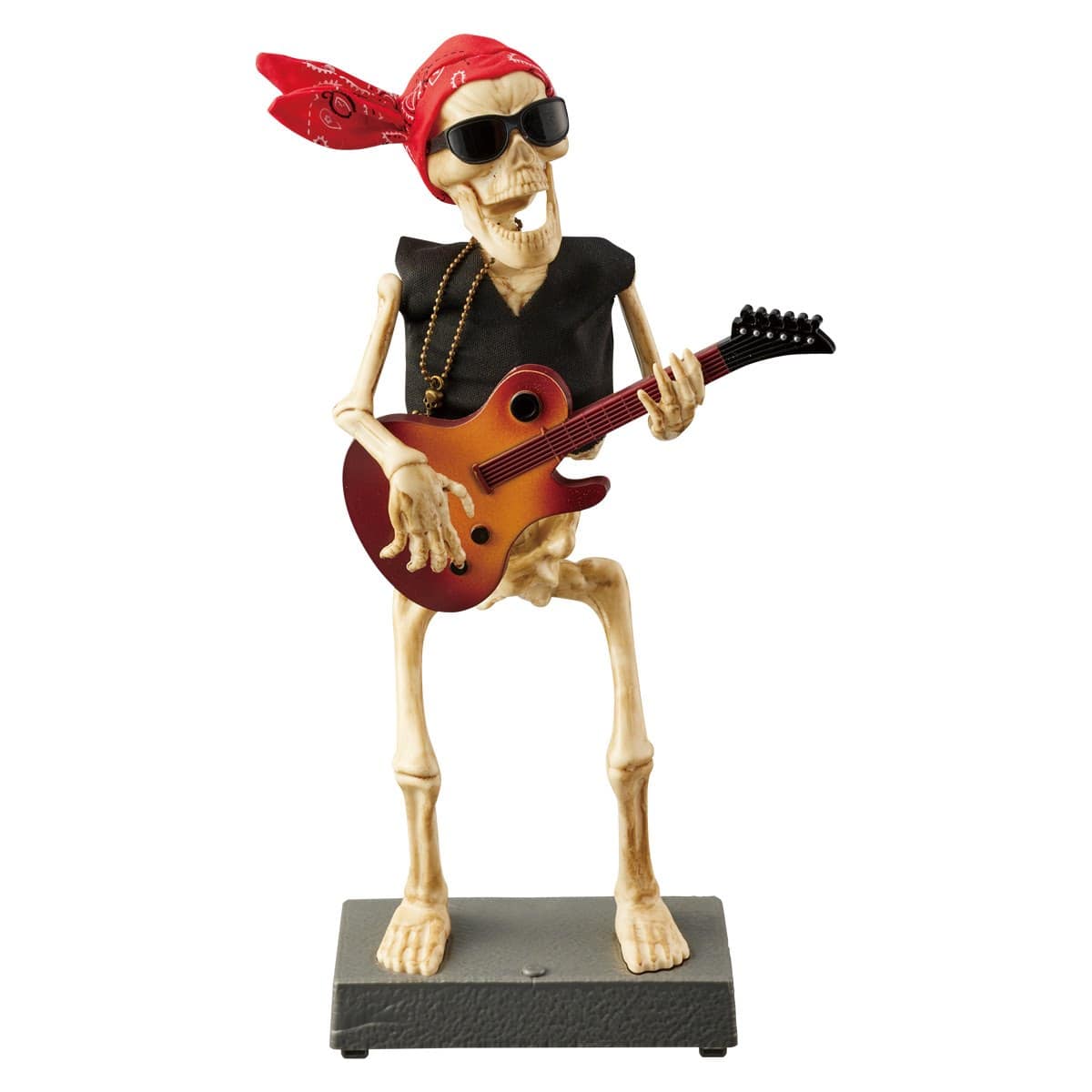 動く 音が鳴る ロックンローラースカル ギター バンジョー ボーカル ハロウィン ムービング ホラー ディスプレイ 置物 雑貨
