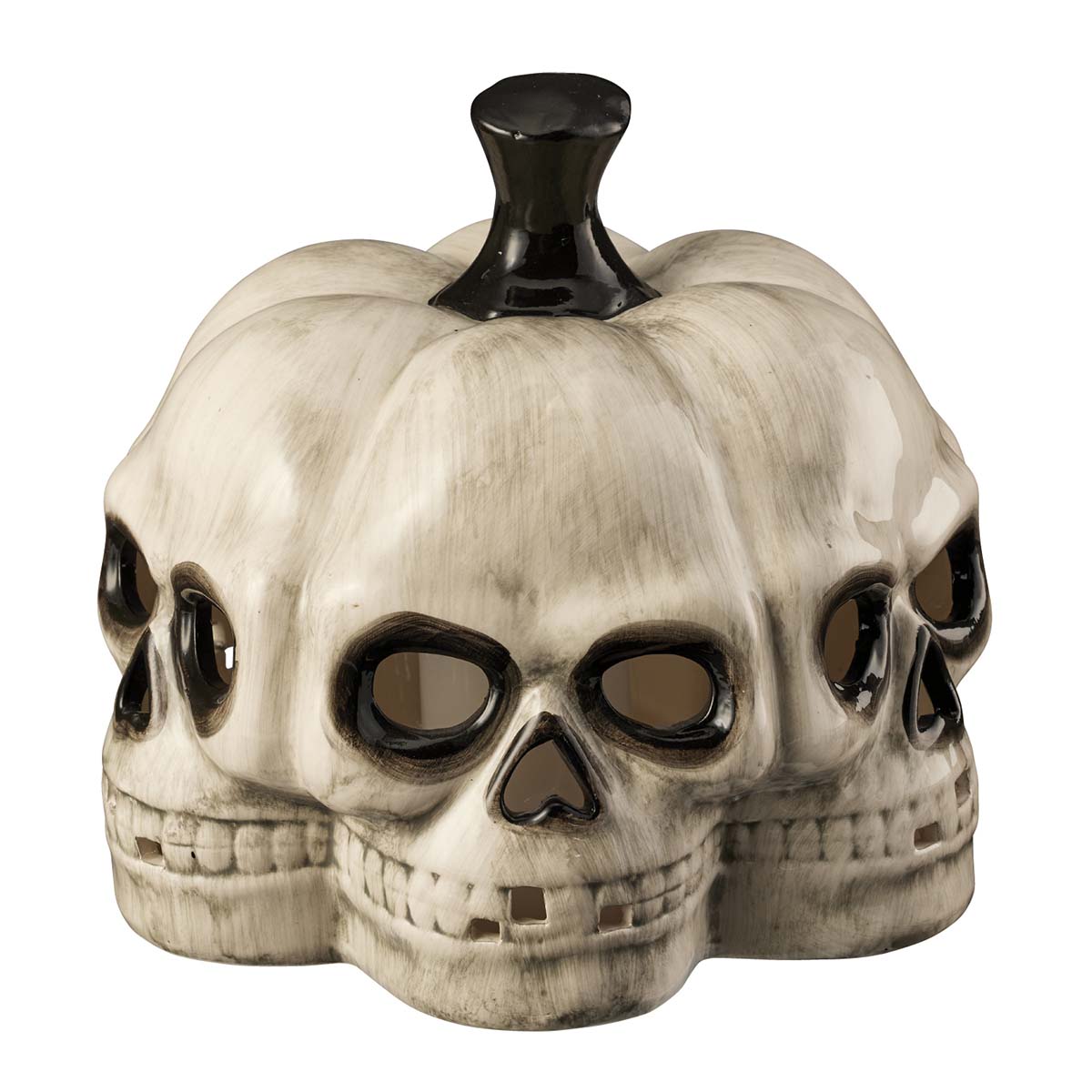 光る セラミックドクロパンプキンオブジェ ハロウィン ホラー ディスプレイ 置物 雑貨 通販 ストア エキスプレス