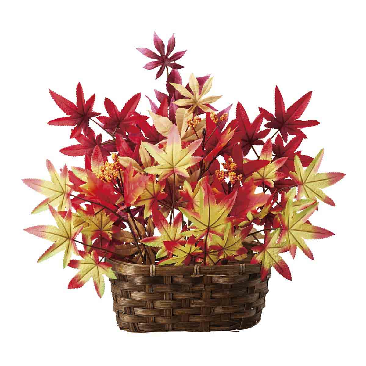 いろは紅葉バスケット 高さ40cm 秋装飾 ディスプレイ 造花 置物