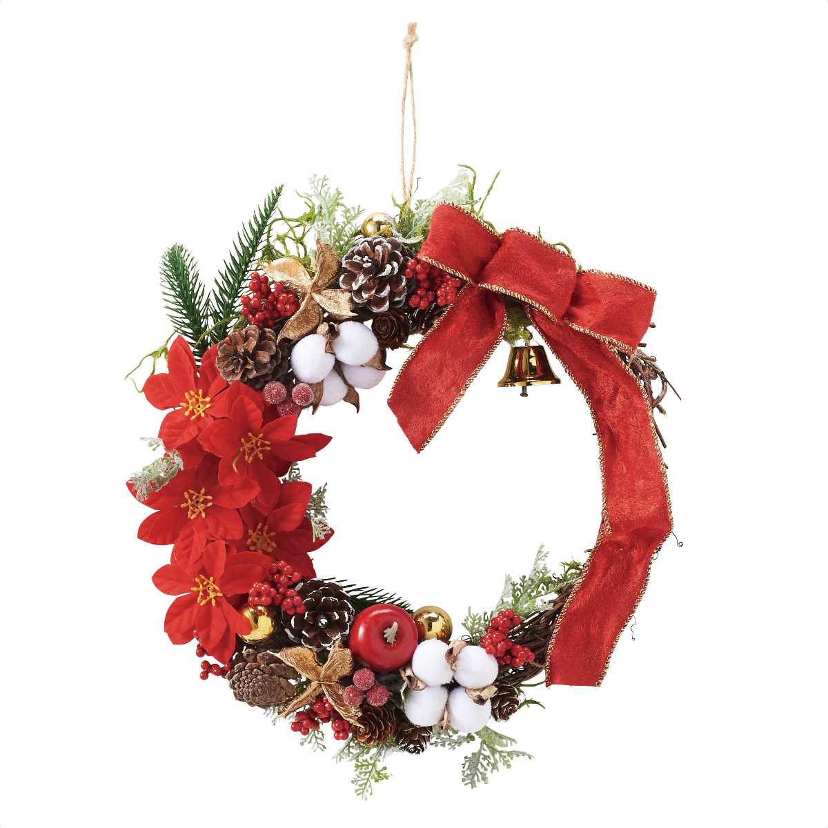 30cm ポインセチアリース クリスマス ディスプレイ 店舗装飾 壁面