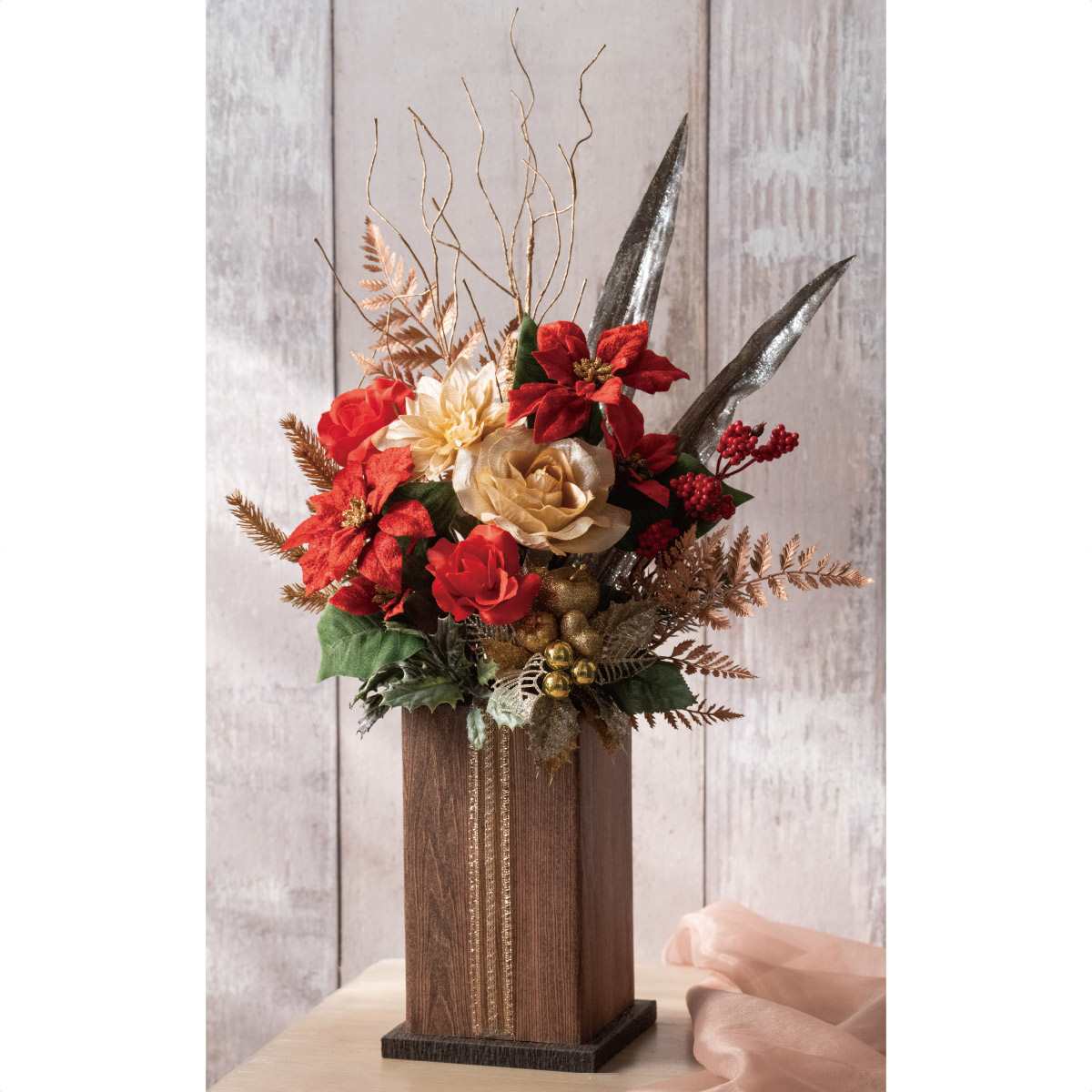 63cm デラックスクリスマス造花アレンジ クリスマス ディスプレイ 店舗装飾 シンプル エントランス 卓上 通販 ストア エキスプレス