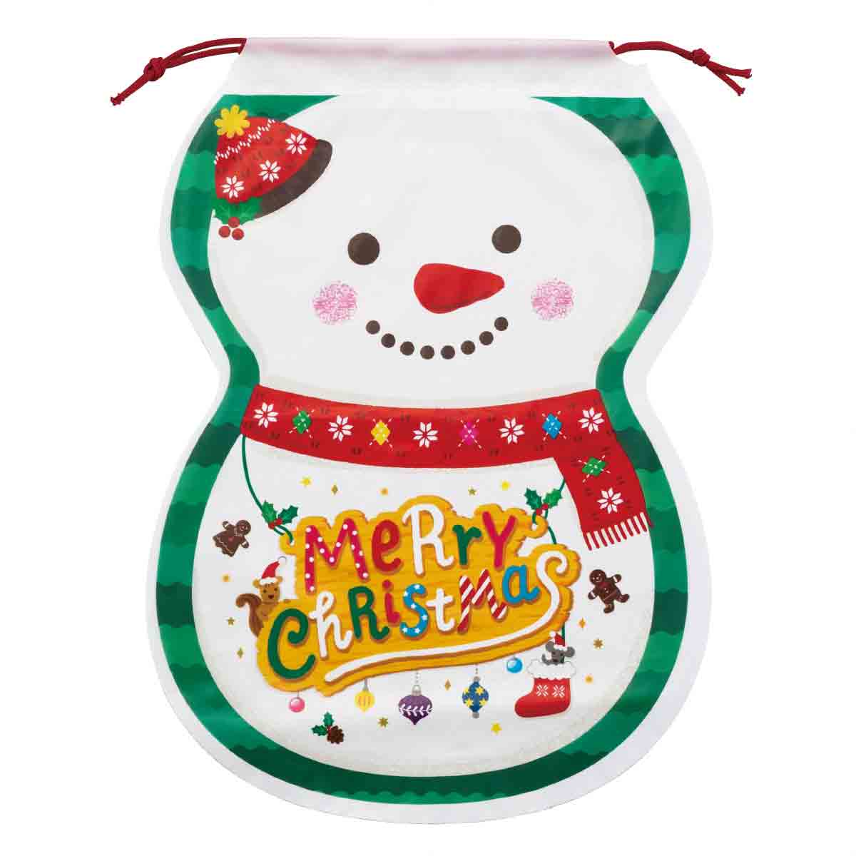 スノーマン型 巾着ギフトバッグ枚 クリスマスラッピング プレゼント ギフト 雑貨 アパレル お菓子 焼き菓子 スイーツ おもちゃ かわいいデザイン 通販 ストア エキスプレス