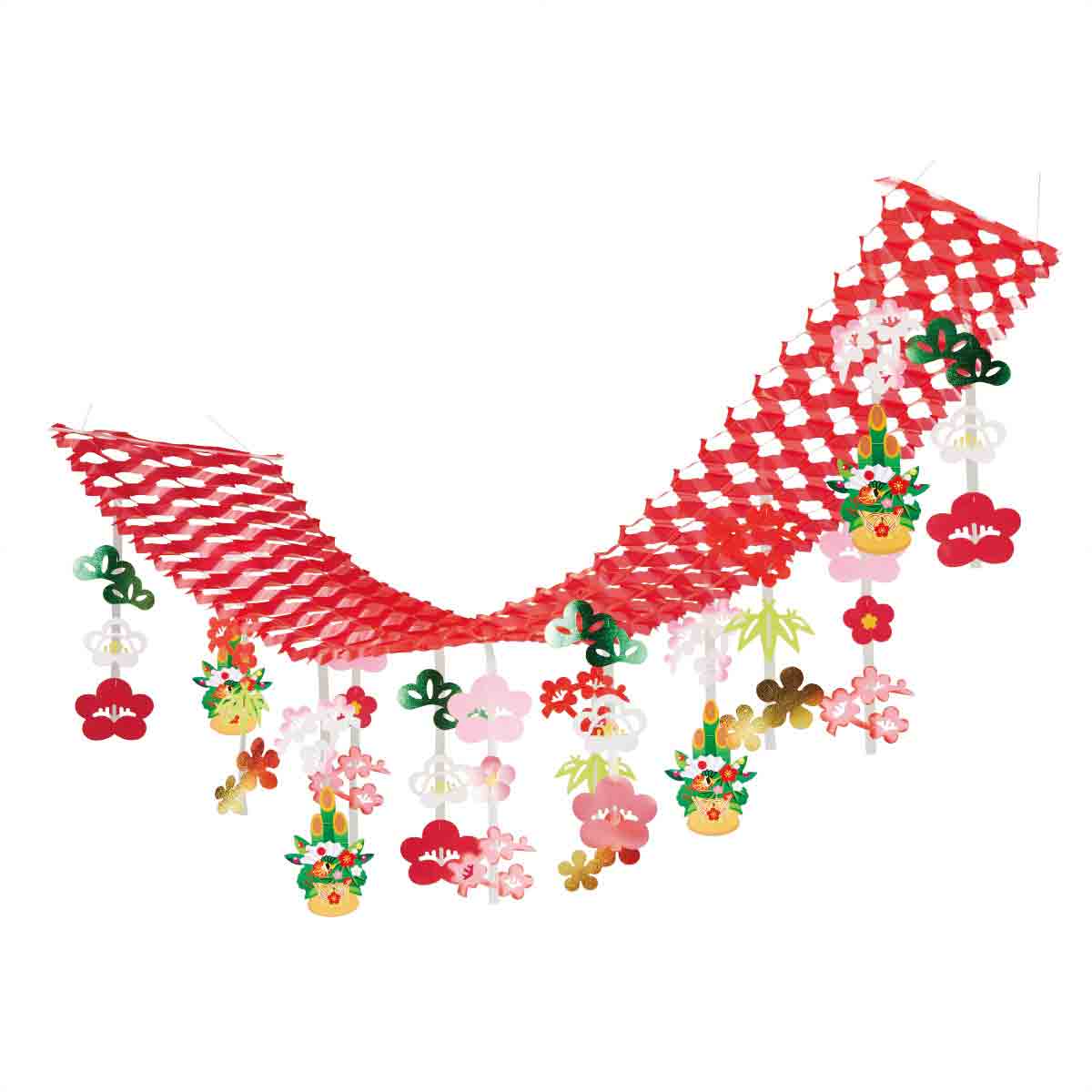 門松梅プリーツハンガー 正月 ディスプレイ 店舗装飾 吊るし飾り 天井 通販 ストア エキスプレス