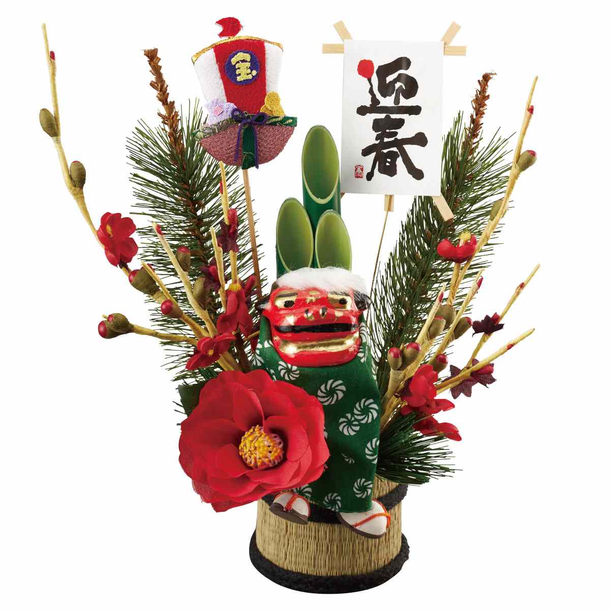 1680円 【人気ショップが最安値挑戦！】 門松 獅子舞 1個小ぶりながら凝った装飾使い お洒落なデザインが魅力の今風門松です 正月 飾り 卓上