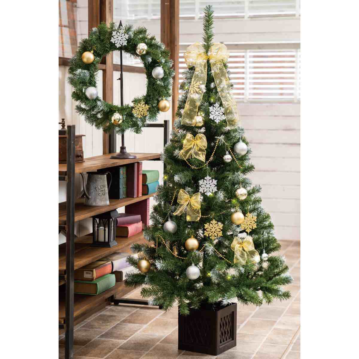 コーディネートツリーセット 2wayガーランド リース付 Led付クリスマスツリー ディスプレイ 飾り オーナメント付 通販 ストア エキスプレス