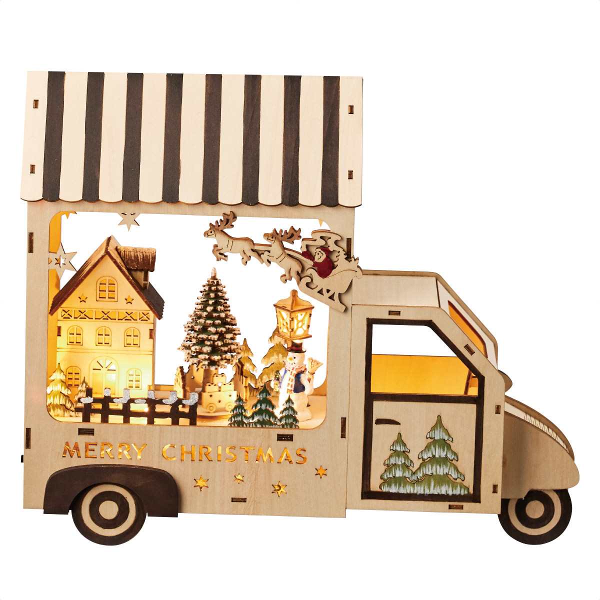 Ledウッドデコレーション カート クリスマス ディスプレイ 木製 装飾 通販 ストア エキスプレス