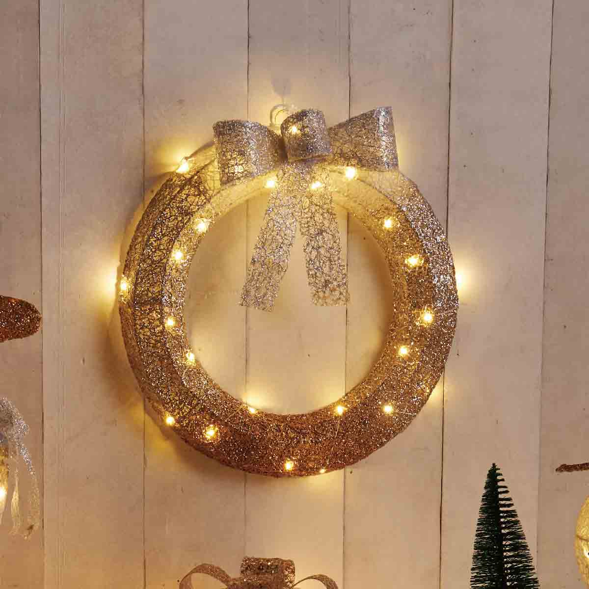 Ledグリッターライト ゴールド リース クリスマス ディスプレイ 店舗装飾 クリスマス飾り 通販 ストア エキスプレス