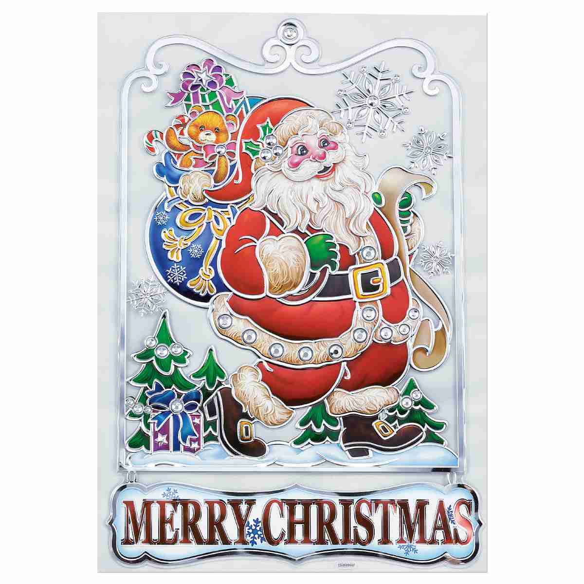 ウインドウ3dシール プレゼントサンタ クリスマス ウインドウディスプレイ 店舗装飾 窓飾り 通販 ストア エキスプレス