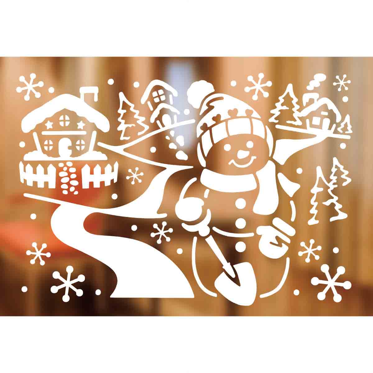 型紙 プリティー スノーマン クリスマス ディスプレイ 店舗装飾 窓飾り 通販 ストア エキスプレス