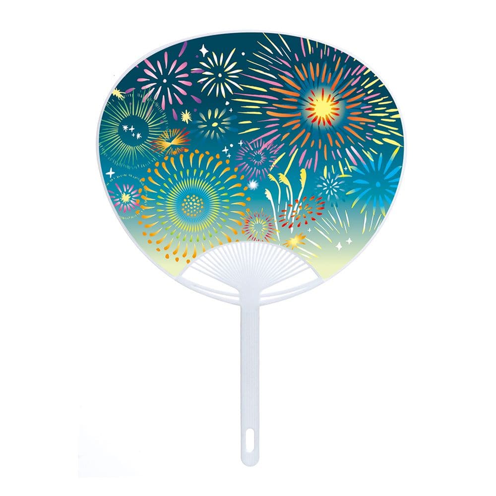名入れナシポリ製うちわコンパクト 花火 絵 100本