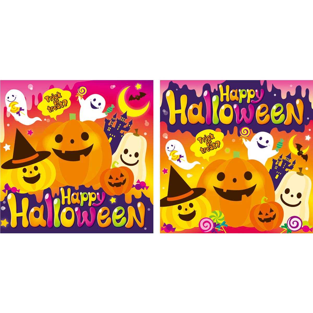 10枚 カラフルハロウィン テーマポスター 36 36cm