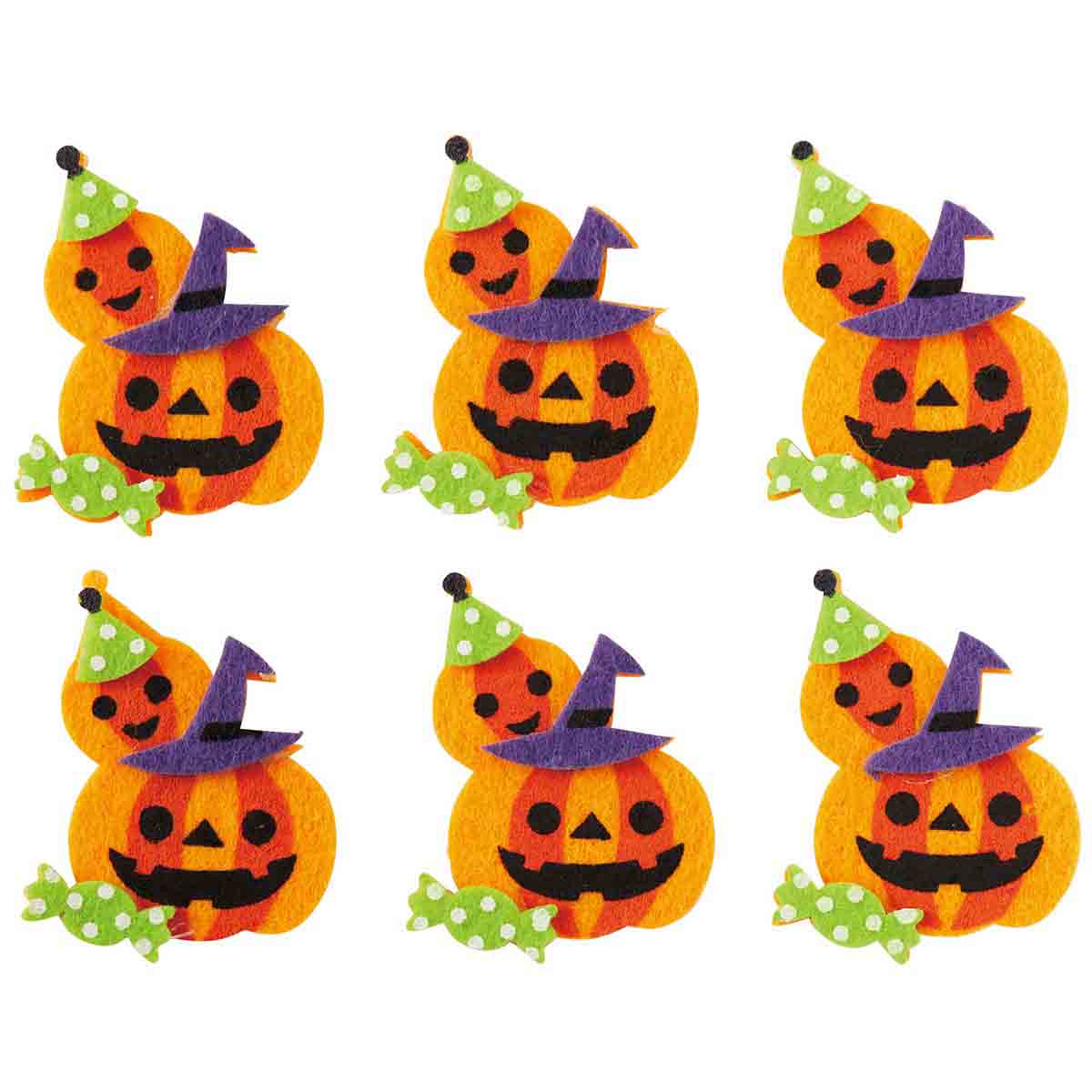 6個 ハロウィンフェルトクリップ
