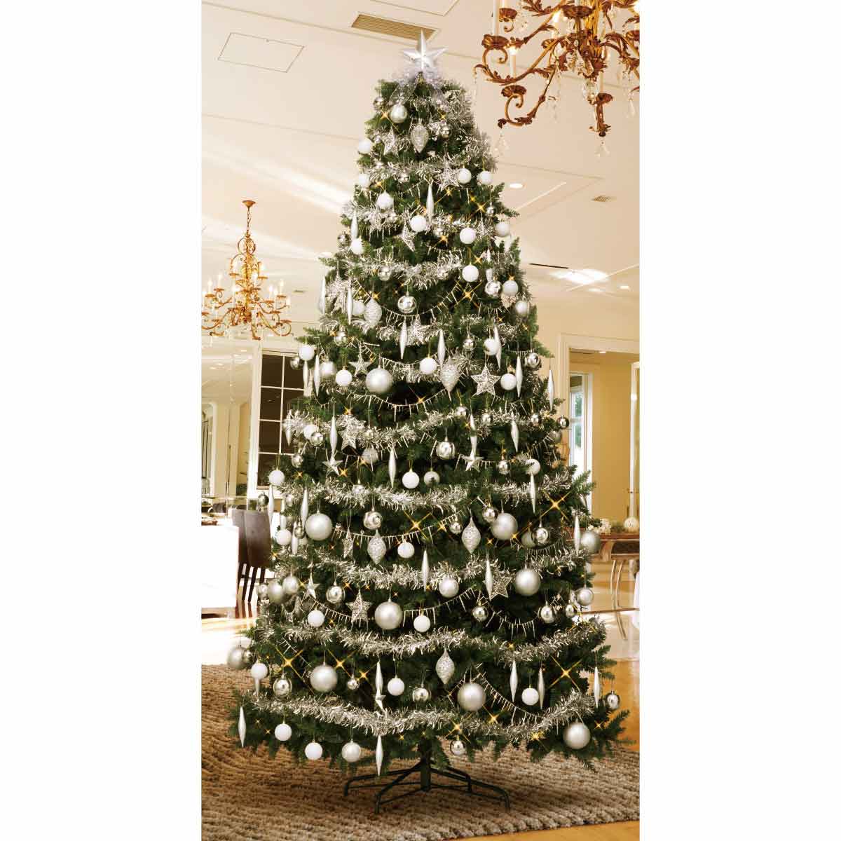 コンチネンタルクリスマスツリーセット シルバー H150xW99cm |クリスマス飾り通販 ストエキ