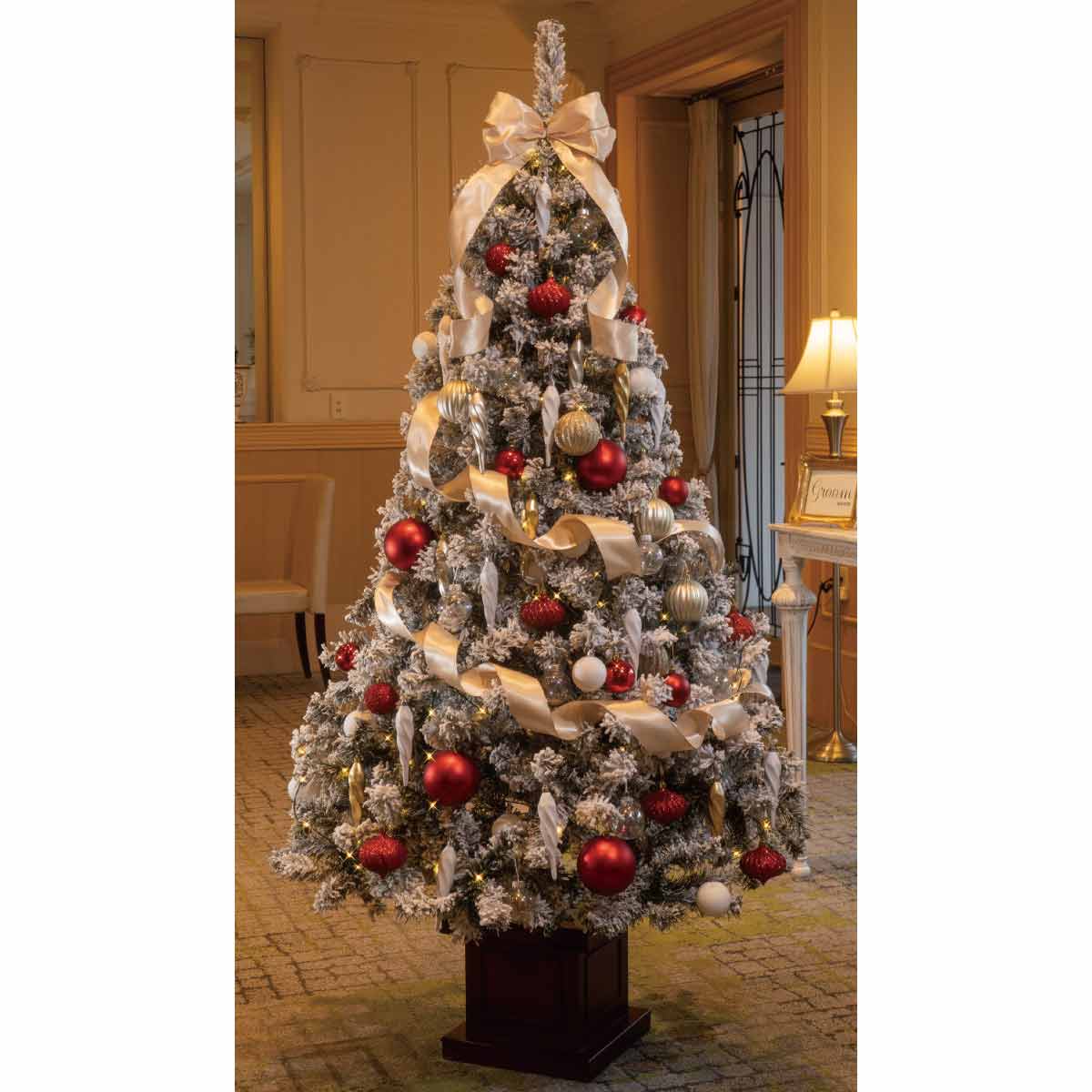 ベース付きクリスマスツリーセット スノーゴールド ストエキオリジナル H150xw76cm クリスマス飾り通販 ストエキ