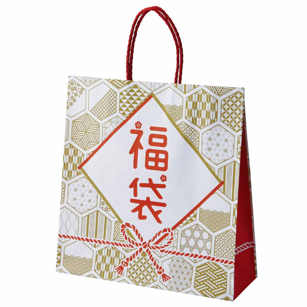 福袋 手提げ紙袋 福よせ おしゃれ x12x25cm 正月飾り通販 ストエキ