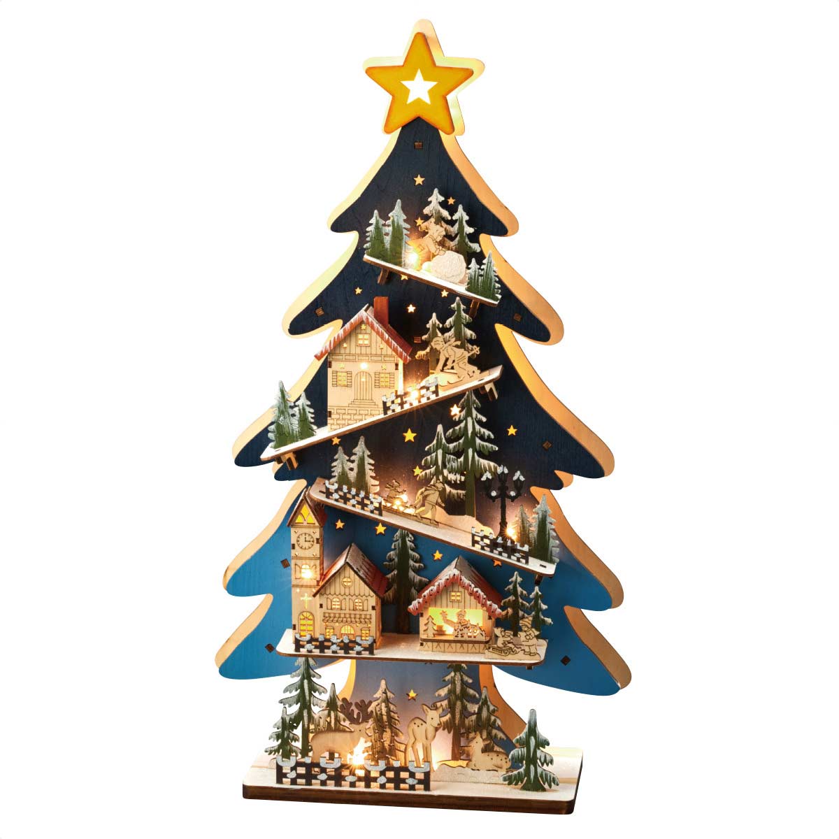 60cm Ledクリスマスツリーウッドスタンド 卓上おしゃれ雑貨 クリスマス飾り通販 ストエキ