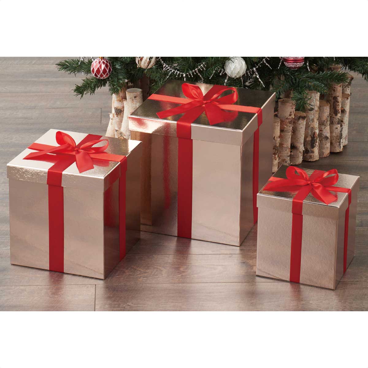 プレゼントボックス3個セット クリスマスツリー装飾 レッド クリスマス飾り通販 ストエキ