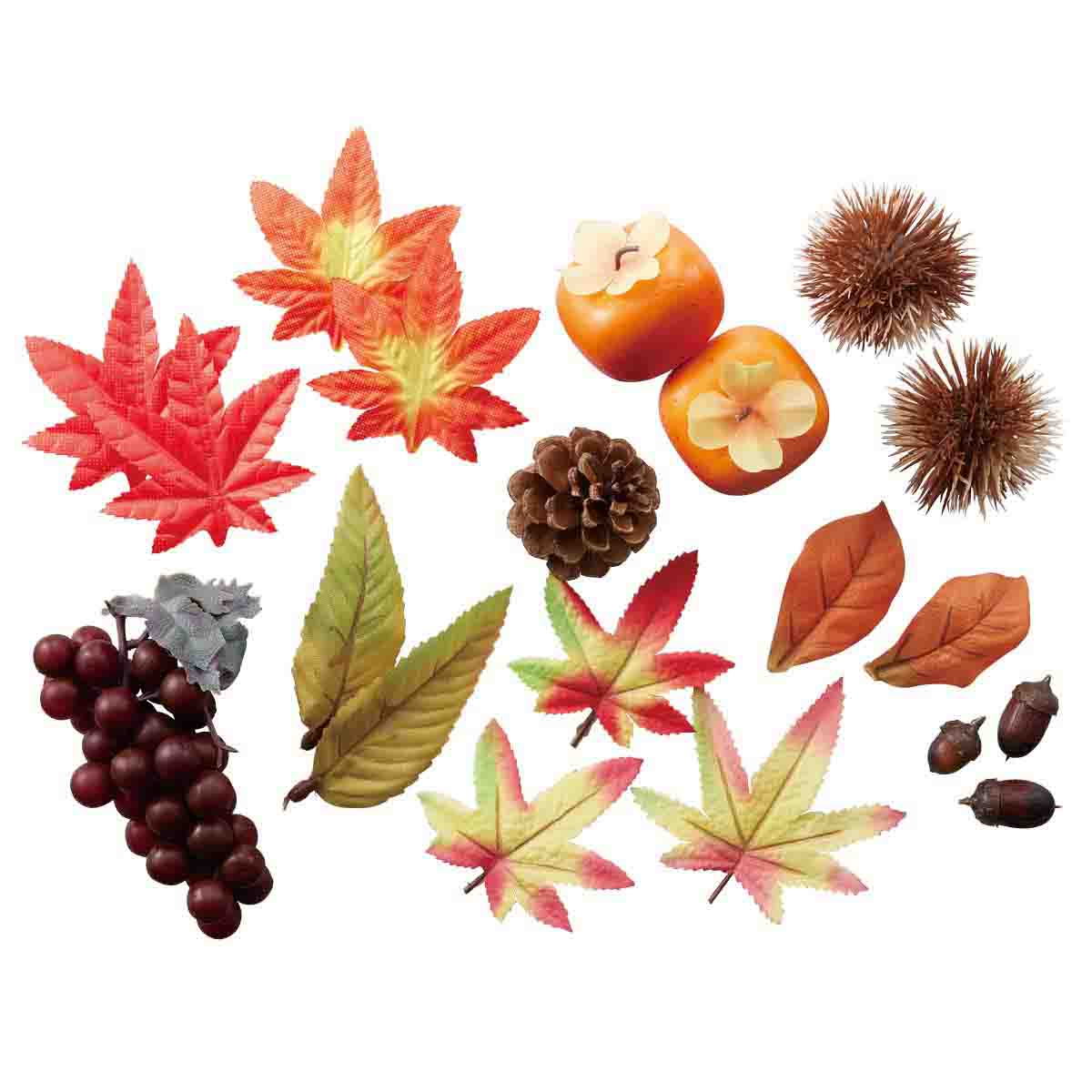 秋の壁面飾り 秋の果物と落ち葉のセット