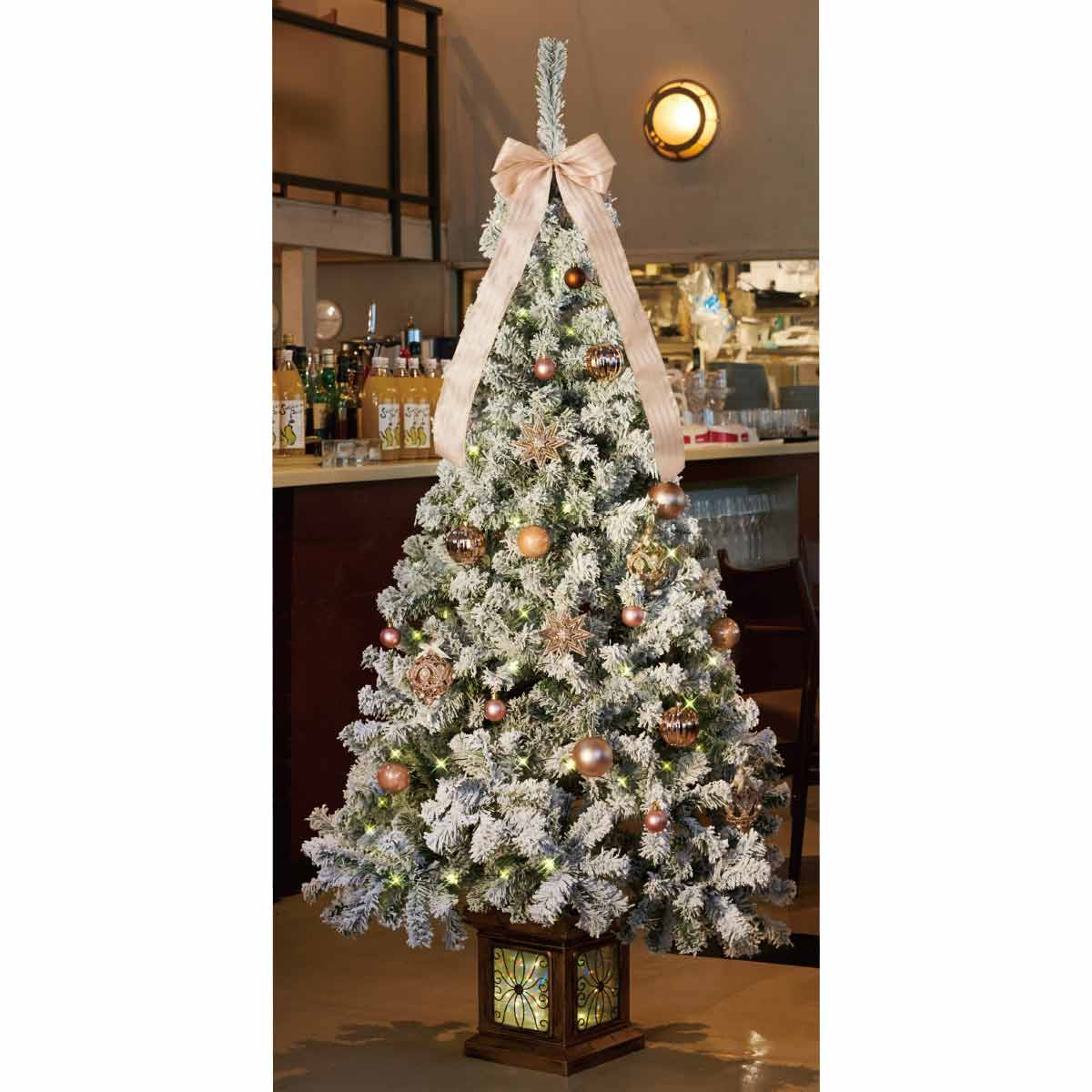 ポットライトホワイトクリスマスツリー スノー H150xW83cm【通販 