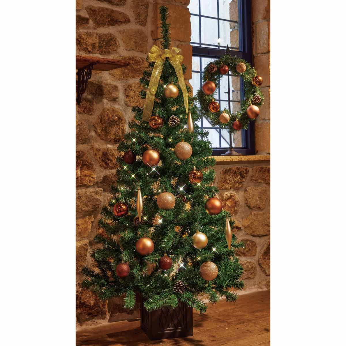 クリスマスツリー ウッドベースツリー ゴールド 組み立て式 150cm - 1
