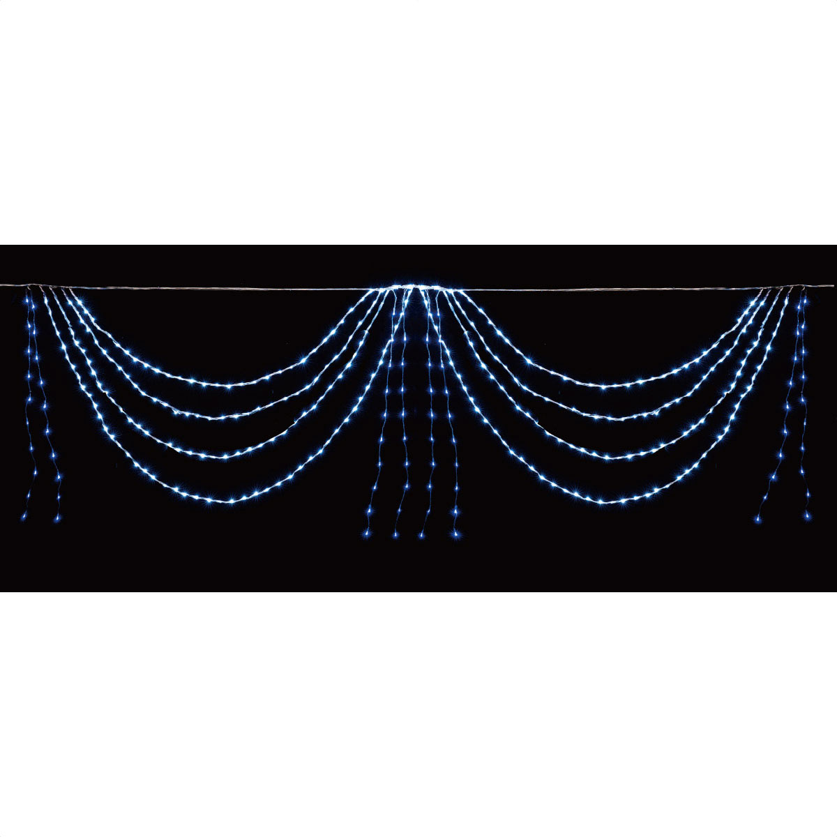 392球】LED2連ドレープライト 屋外使用可 ホワイト/ブルー【通販