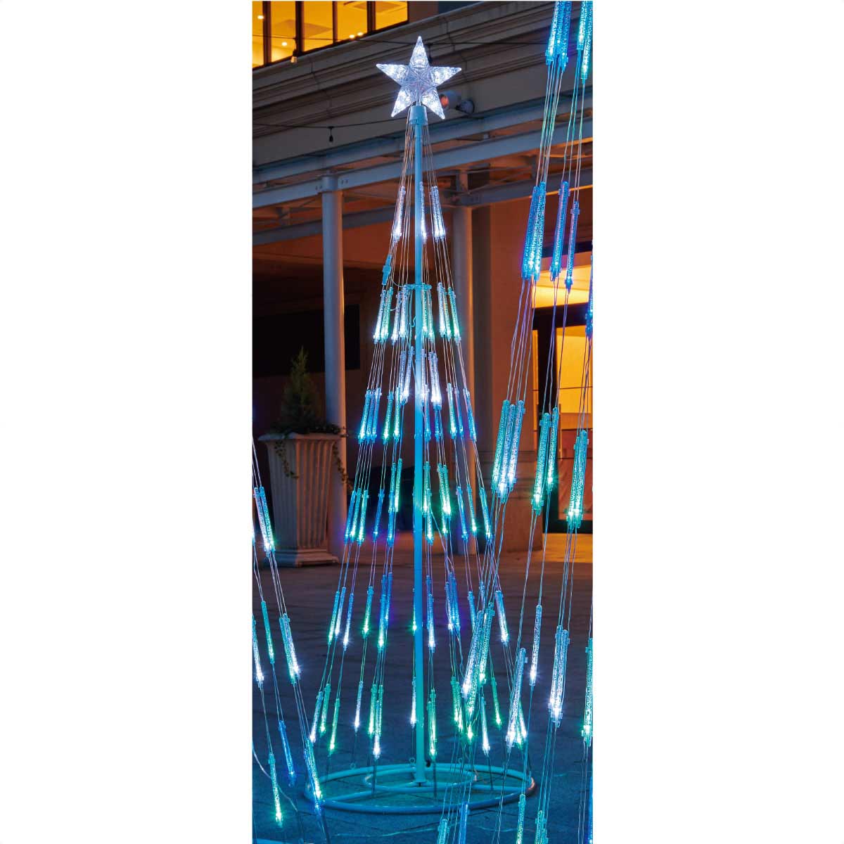LEDシャイニングタワーツリー アイスブルー H180cm【通販】ストア