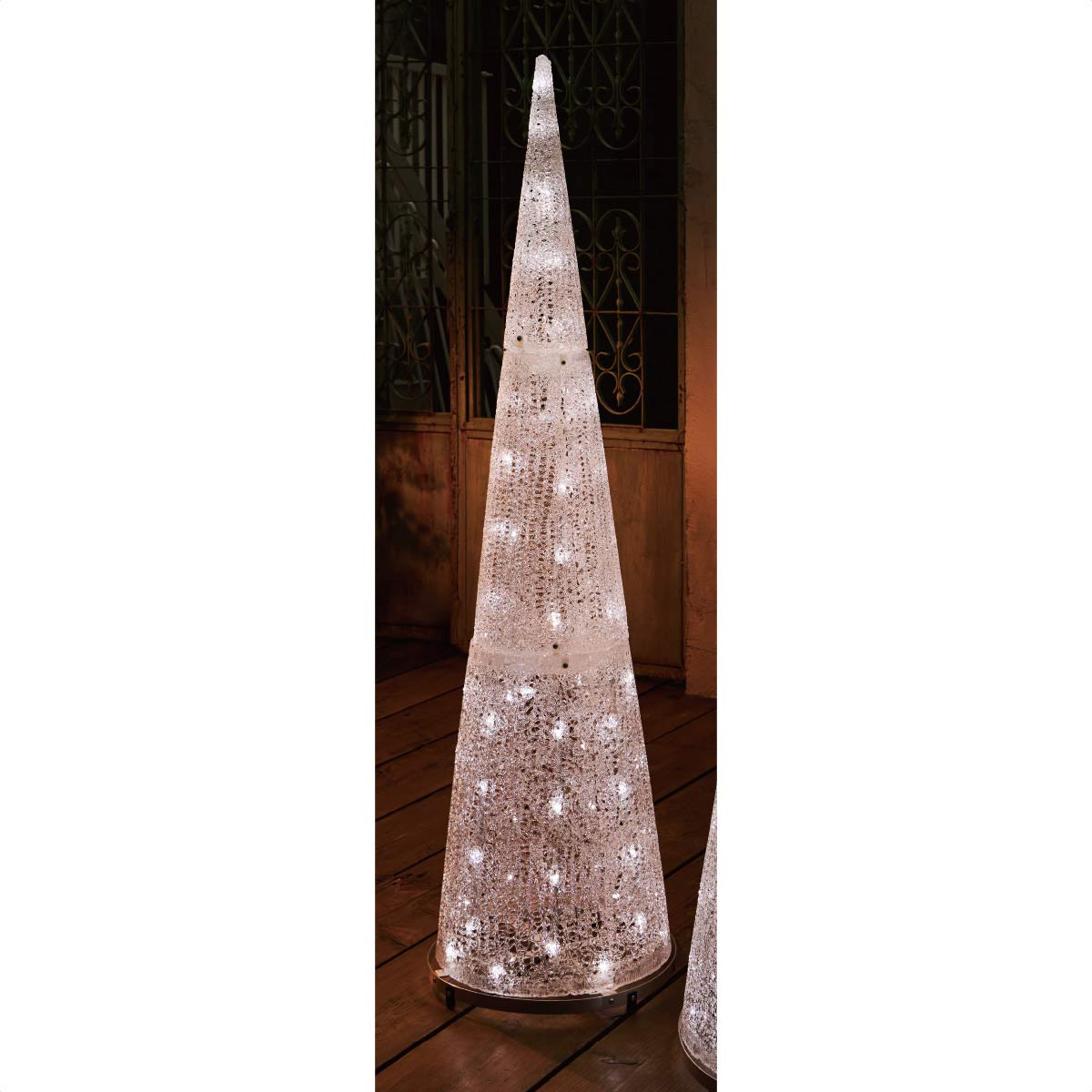 LEDブリリアントコーンツリー ホワイト クリスマスイルミネーション 屋外使用可 H140cm 【通販】ストア・エキスプレス