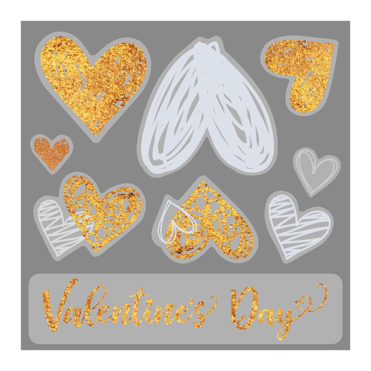 バレンタインウィンドウシール 手書きハート