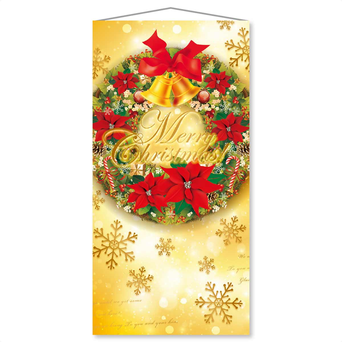 タペストリー ゴールドクリスマスリース