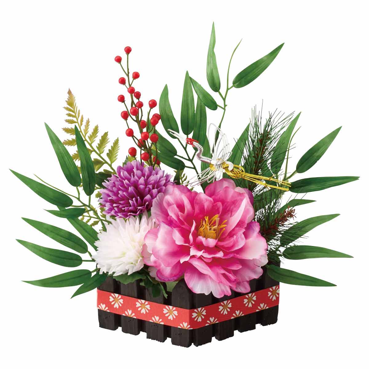 ひし形正月アレンジ 高さ30cm