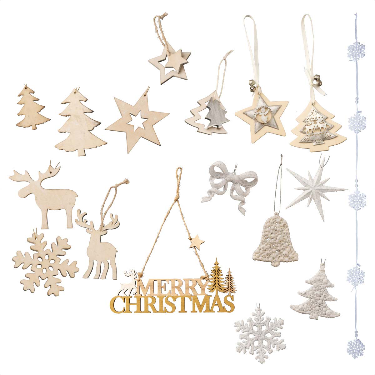 26個 ナチュラルオーナメントセット ナチュラルホワイト