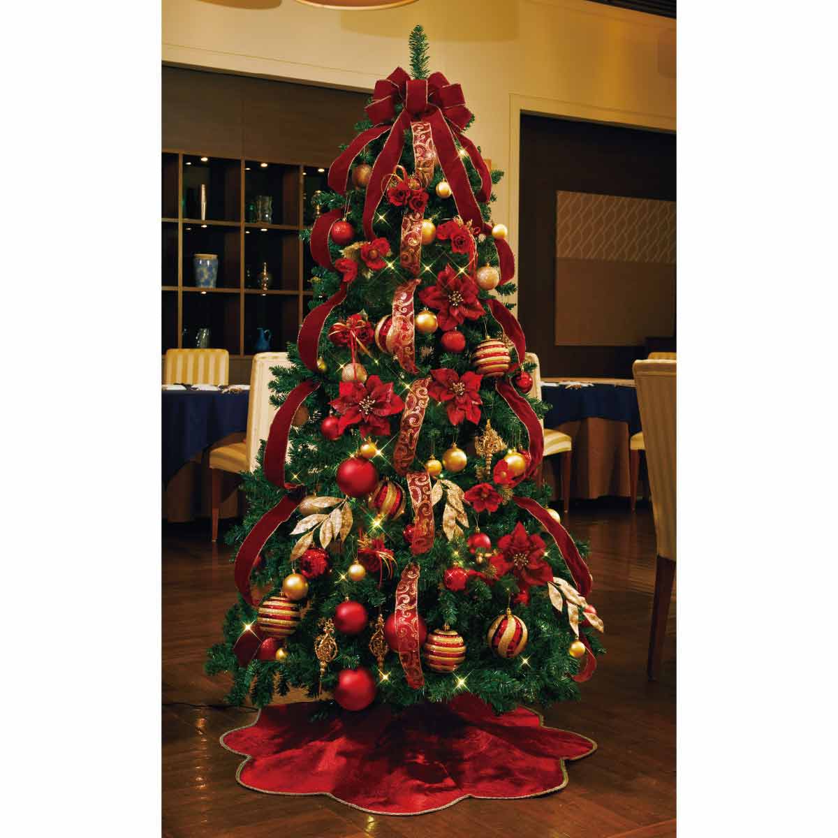 クリスマスツリーセット クリスマスレッド 150cm/180cm/210cm/240cm 