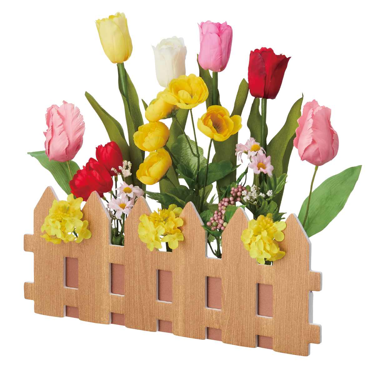 チューリップフラワー造花垣根アレンジ